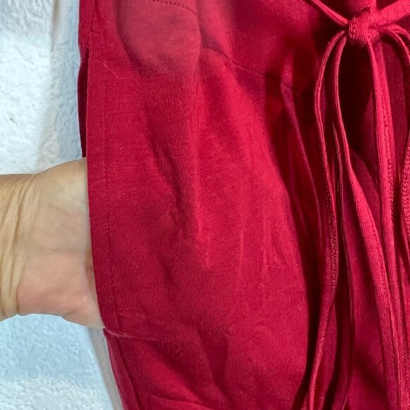 Garnet Hill Red Midi Dress Pockets Medium - Picture 7 of 11